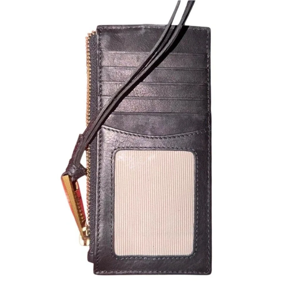 Margot New York Black Wristlet Wallet Faye Card Case ID Genuine Leather